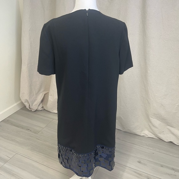 Tory Burch Women's Retro Sequin Colorblock Shift Dress Black Cream Sz L - Picture 6 of 10